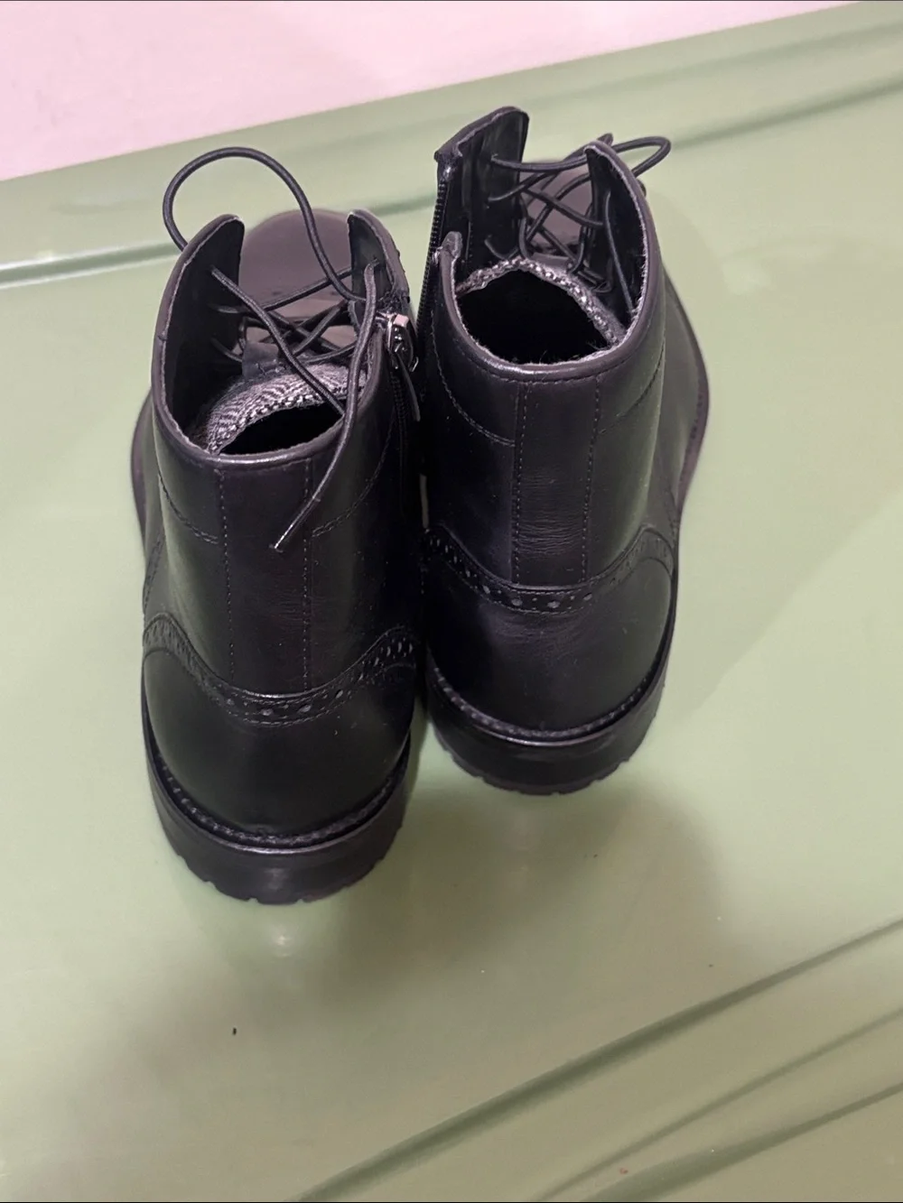 Kenneth Cole Black Leather Chukka Lace-Up Boots